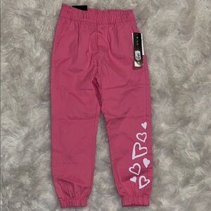 Velvet Pink Kids Joggers with Heart Accents